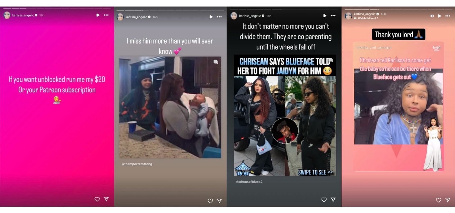 Karlissa Saffold's IG Stories about Chrisean Rock (Image via Instagram/@karlissa_angelic)